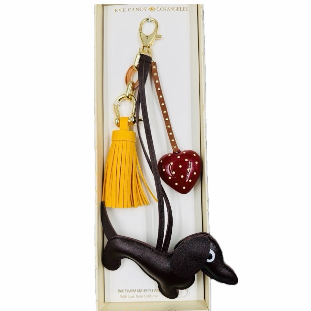 NWT ⚜️🤎⚜️ Eye Candy LA Dachshund Bag Charm Bag Charm Keychain